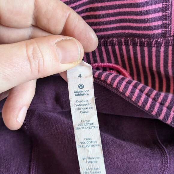 Lululemon Athletica Scuba Hoodie Size 4 Pink/Purple Stripe - Picture 6 of 6